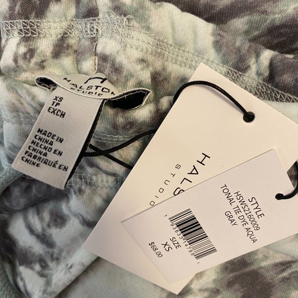 Halston Studios Drawstring Joggers in Aqua Grey Tonal Tie Dye - NWT XS - Picture 4 of 11